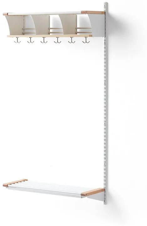 Vešiaková stena JEPPE s 3 priehradkami, prídavná sekcia, 1790x900x310 mm, biela/breza