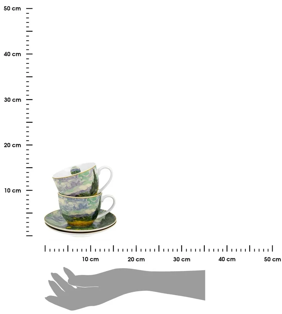 Porcelánová šálka s podšálkou Van Gogh Wheat Field 250 ml sada 2ks