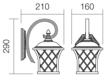 Redo 9951 - Vonkajšia nástenná lampa BREMEN 1xE27/42W/230V IP23 zlatá/patina