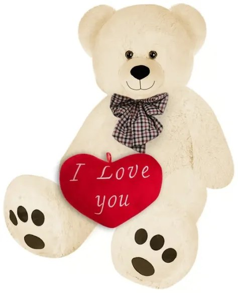 Veľký krémový plyšový medveď 100 cm - XXL so srdcom