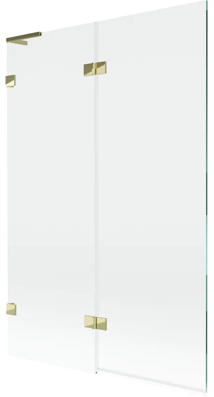 Mexen Lunar L, 2-krídlová vaňová zástena ľavá 120 x 150 cm, číre sklo, zlatá lesklá, 897L-120-100-50-00-L