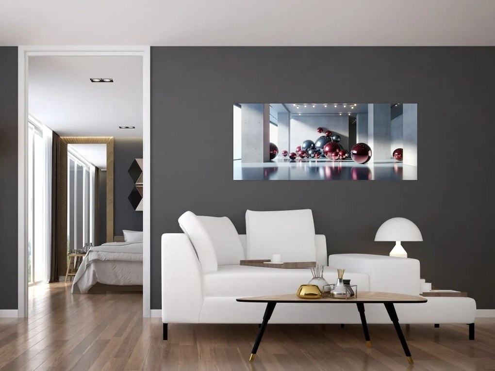 Obraz - 3D priestor s guľami II. (120x50 cm)