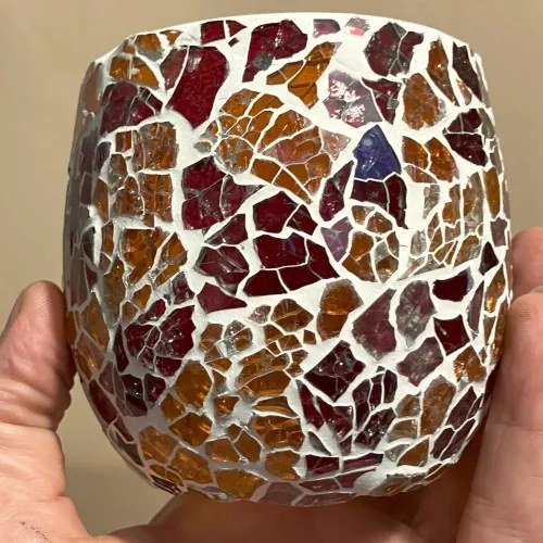 Carneol gemstone mosaic LED lamp - svietnik KEG PUZZLE