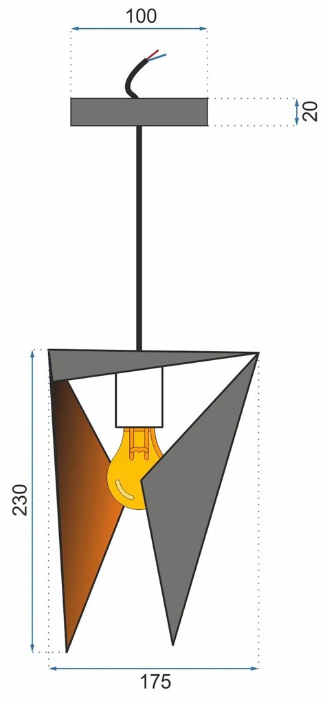 Toolight - Trojuholníková stropná lampa 1xE27 APP253-1CP, čierna, OSW-08008