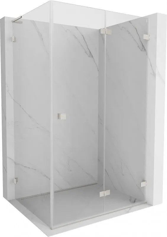 Mexen Lunar-F L, 1-krídlový sprchový kút so skladacími dverami, pravý, 80 x 70 cm, 8mm číre sklo, brúsená oceľ profil, 836L-080-070-97-00-P