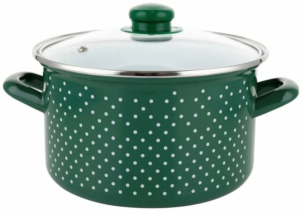 Smaltovaný hrniec RETRO 16 cm, zelená, pr. 16 cm