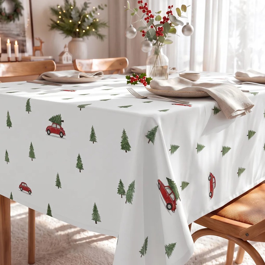 Goldea vianočný hranatý obrus 100% bavlnené plátno - cesta pre stromček 100 x 140 cm