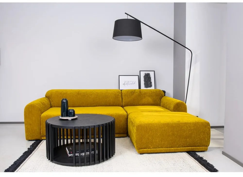 Čierny konferenčný stolík z dubového dreva Woodman Drum, ø 83 cm