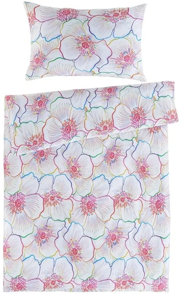 Saténové posteľné obliečky Bloom s veľkými kvetmi ibiškov - Bedtex Exclusive - 100% prémiová bavlna - 70 x 90 cm + 140 x 200 cm