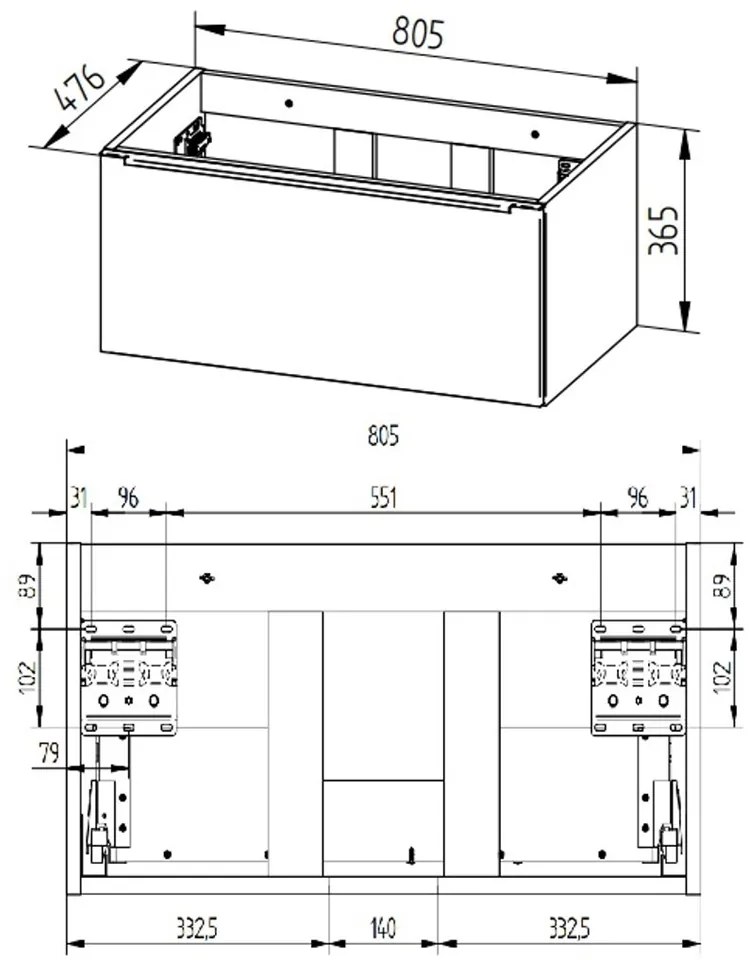 Mereo Mailo, kúpeľňová skrinka s keramickým umývadlom 81 cm, biela, chróm madlo, MER-CN516