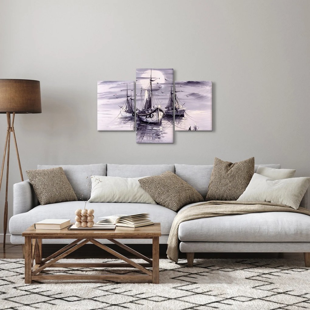 Obraz - Prístav, olejomaľba (90x60 cm)