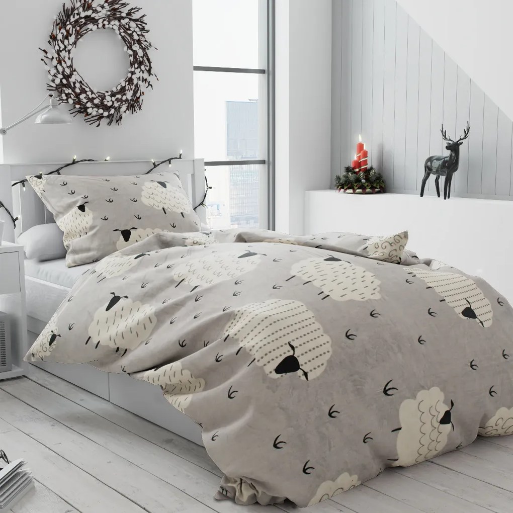 Mikroplyšové obliečky SHEEP sivé