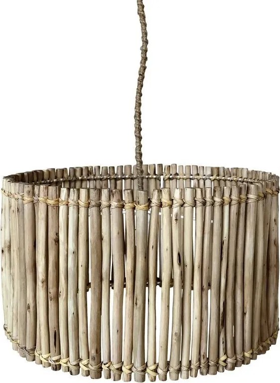 Prírodné antik závesné svetlo s ratanovým tienidlom Lamp rattan - Ø 50*54cm/ E27/ 40W
