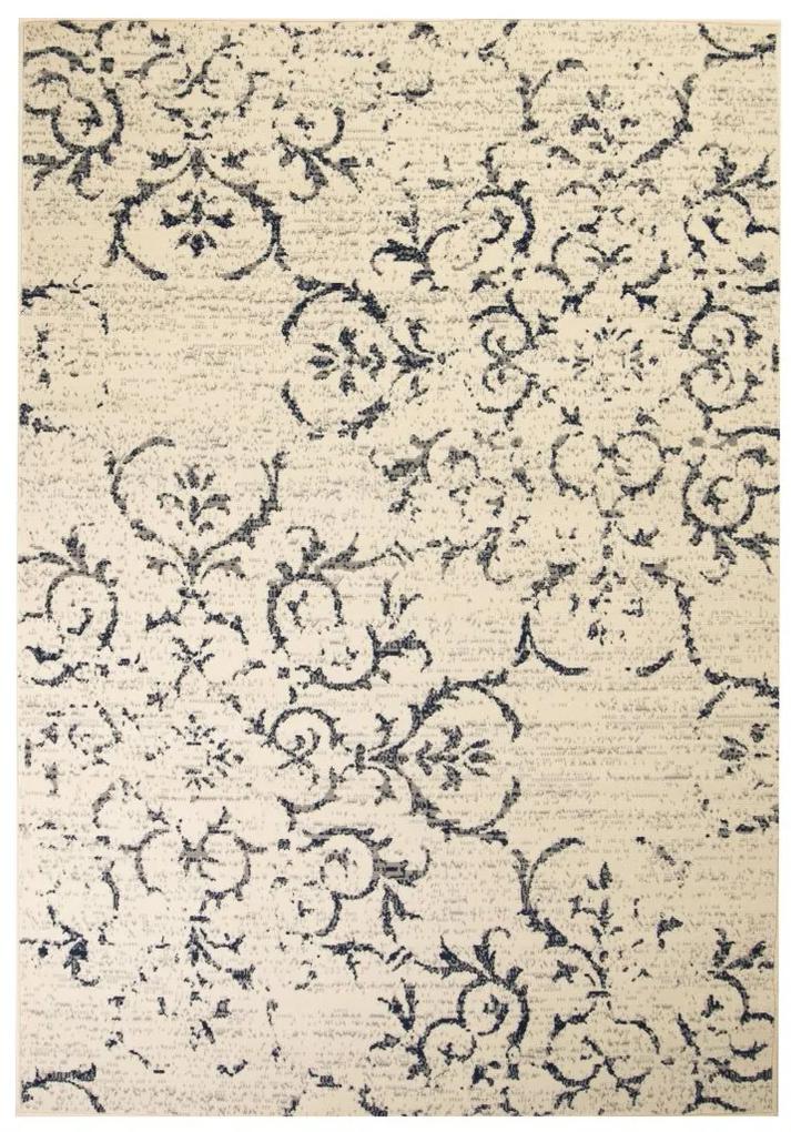 vidaXL Moderný koberec, kvetinový dizajn, 80x150 cm, béžovo-modrý