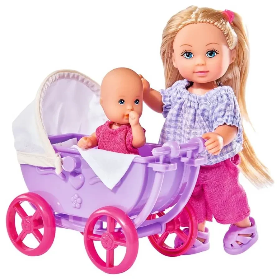 Bábika Evička doll walk, s kočiarikom, 2druhy