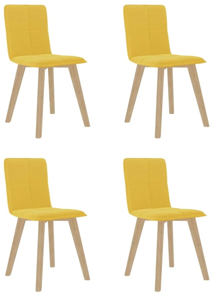 vidaXL Jedálenské stoličky 4 ks, horčicovo žlté, látka