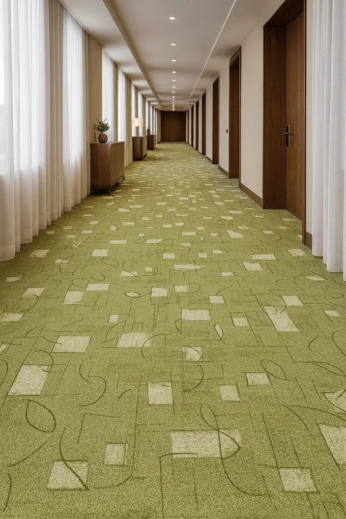 AKCIA: 50x420 cm Metrážny koberec Libra 29, šíře, zelená, filc, chodba / predsieň