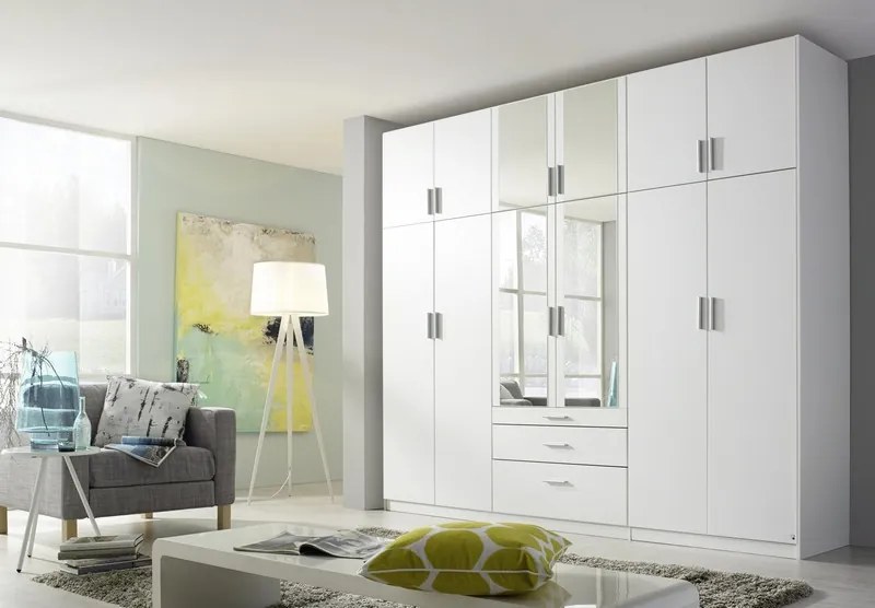 Šatníková skriňa Hildesheim, 271 cm,biela / biela