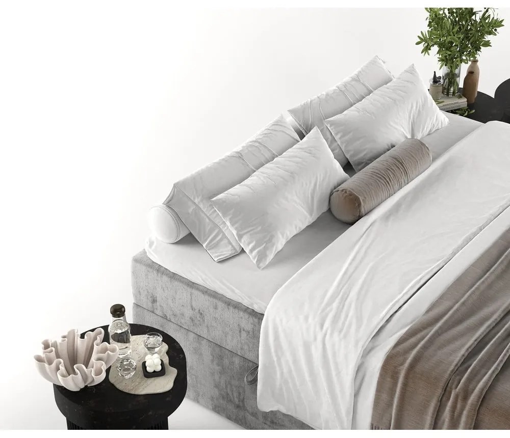Sivá boxspring posteľ s úložným priestorom 160x200 cm Yoko – Maison de Rêve