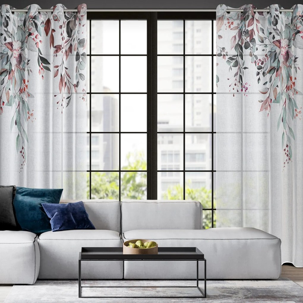 ZÁVES NA KRÚŽKOCH MEG, SADA 2KS 140X260 CM KVETY