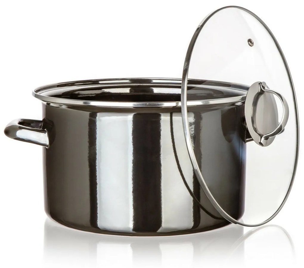Banquet Smaltovaný hrniec METALLIC Black 26 cm, 6l, s pokrievkou, 26 cm