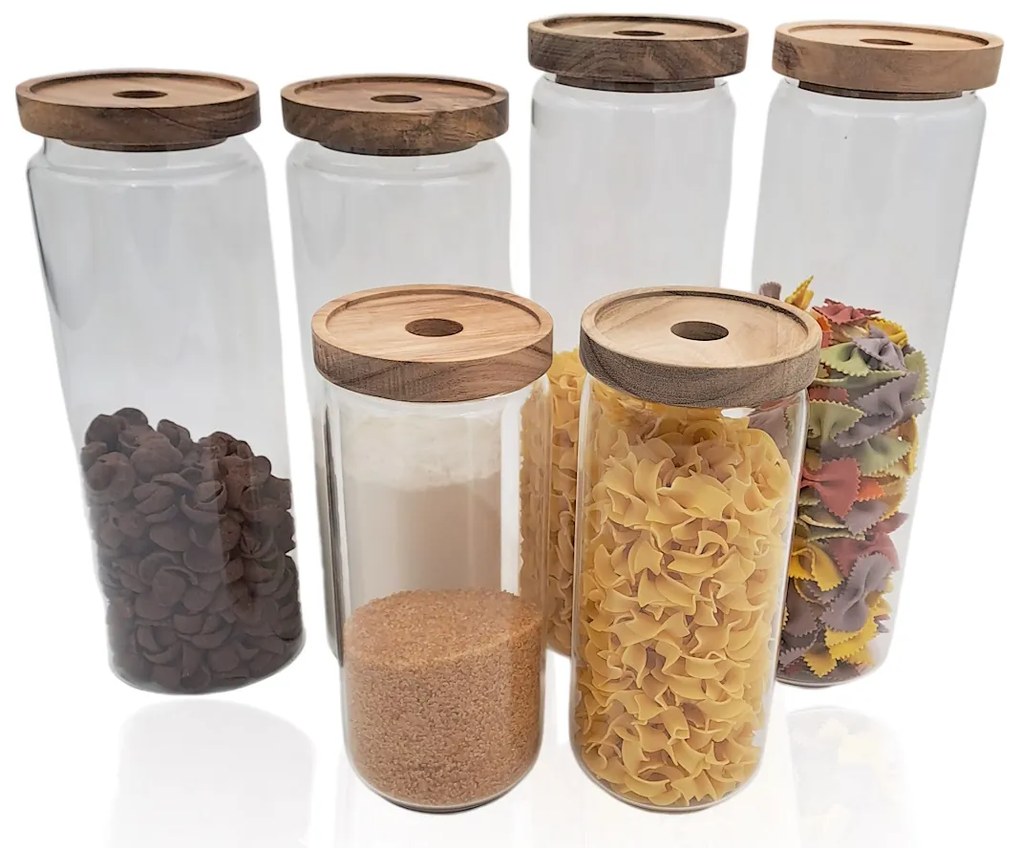 Orion Dóza na potraviny, sklenená, s akáciovým vekom BOROSIL, 1 L