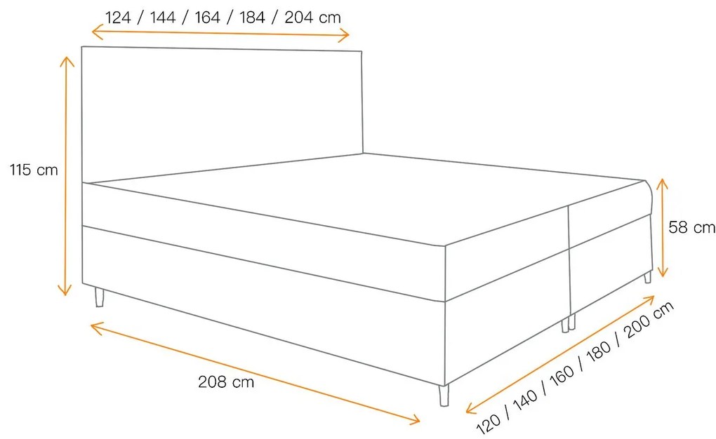 Boxspringová posteľ s úložným priestorom BRIGITA - 180x200, béžová + topper ZDARMA