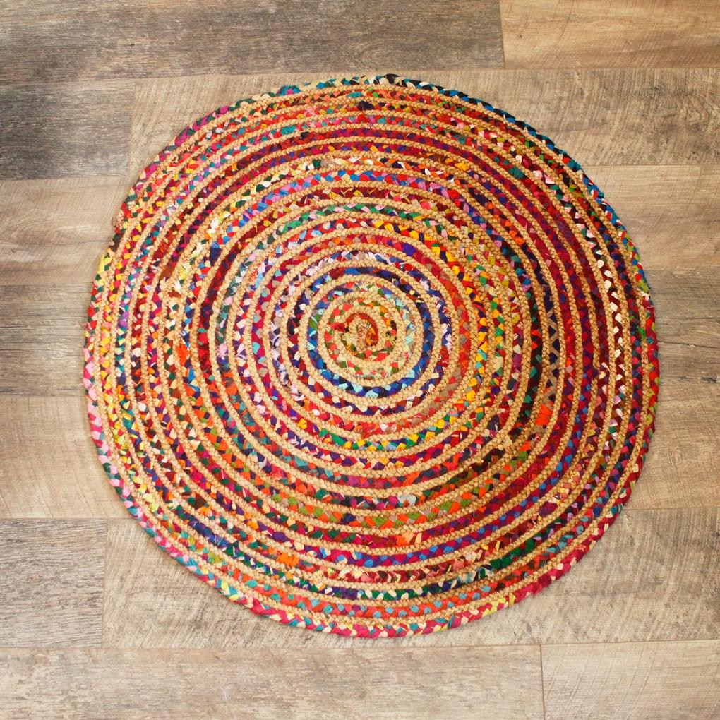 Okrúhly Koberec z juty a recyklovanej bavlny - 90/120/150cm veľkosť: 90 cm