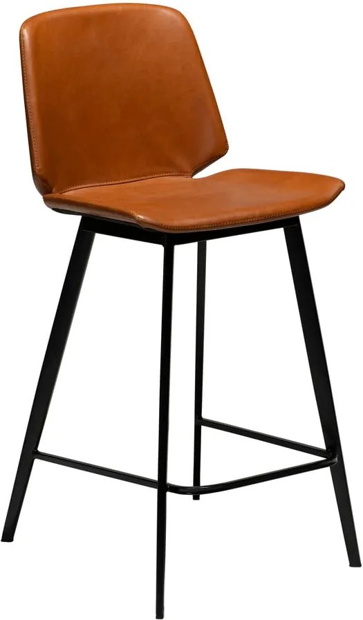 Koňakovohnedá barová stolička z eko kože DAN–FORM Denmark Swing, výška 94 cm