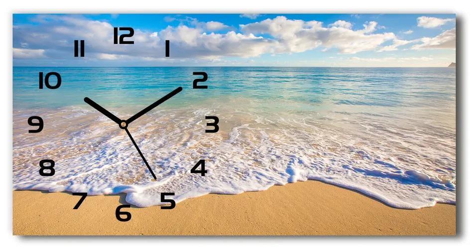 Vodorovné Sklenené hodiny na stenu tiché Havajská pláž pl_zsp_60x30_f_98746021