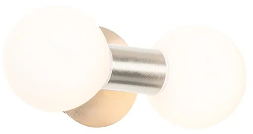 Moderná nástenná lampa oceľ IP44 2-svetlá - Cederic
