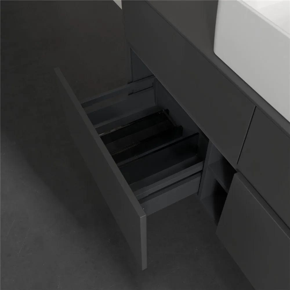 VILLEROY &amp; BOCH Collaro závesná skrinka pod umývadlo na dosku (umývadlo v strede), 4 zásuvky, 1200 x 500 x 548 mm, Glossy Grey, C04100FP