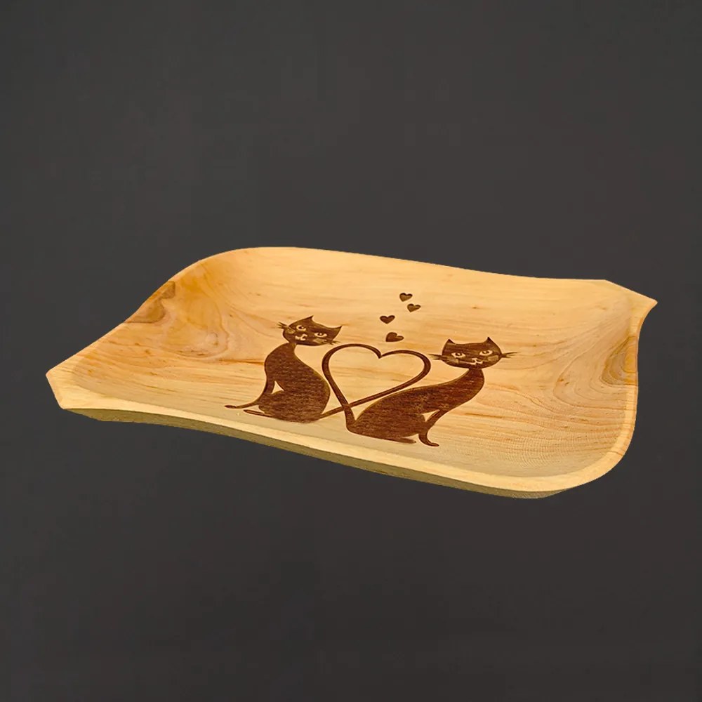 Servírovací podnos AMADEA jelšový mačky 26 cm