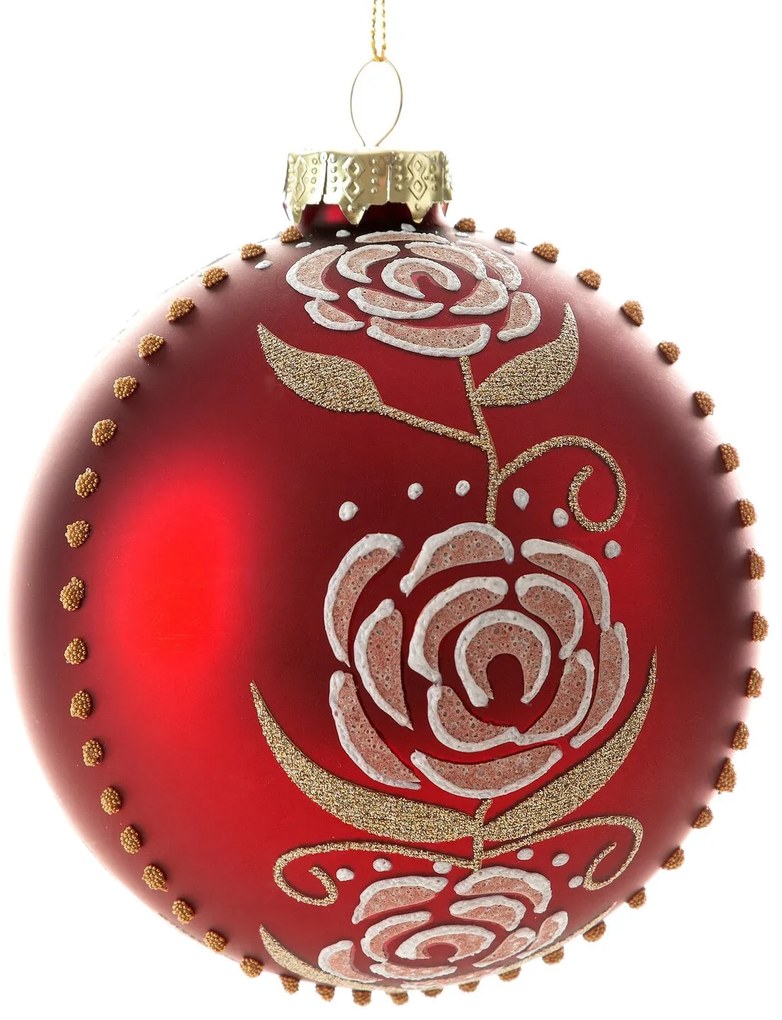 SKLENENÁ VIANOČNÁ BANKA NA STROMČEK SADA 4 KS (FI) 10 CM VZOROVANÁ