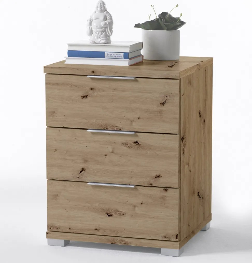 Nočný stolík s 3 zásuvkami Smilla, výška 61 cm, dub artisan