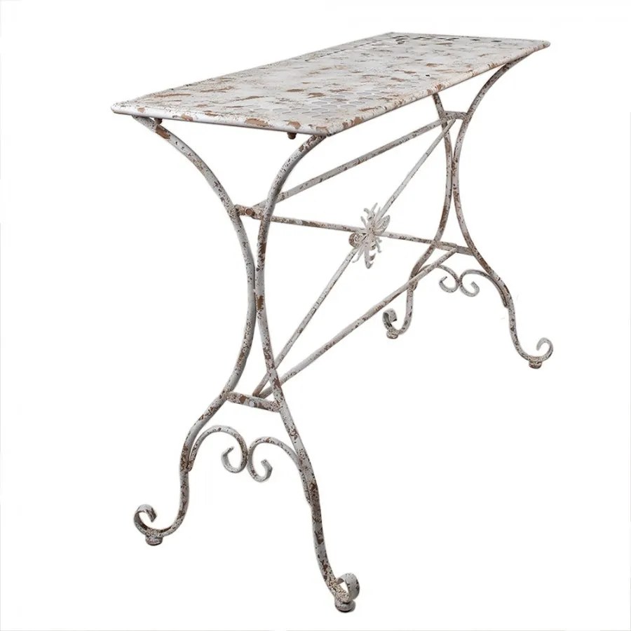 Biely antik kovový záhradný soľ so včielkou French - 112*50*86 cm