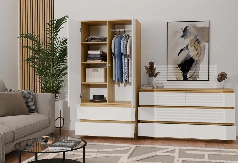 Šatní skříň MALWA I 90 cm dub artisan/bílá
