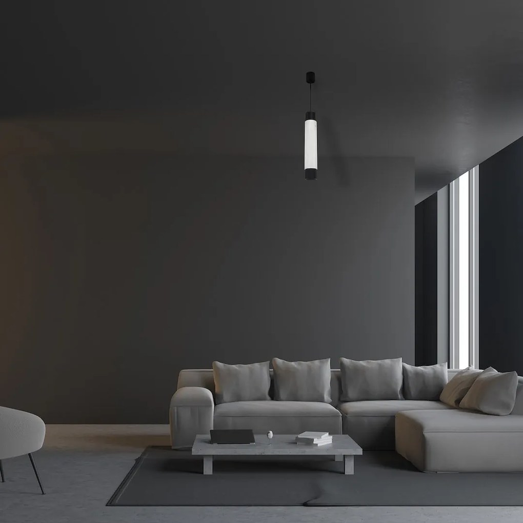 Závesné svietidlo Marble, 1x mramorové/čierne kovové tienidlo, w