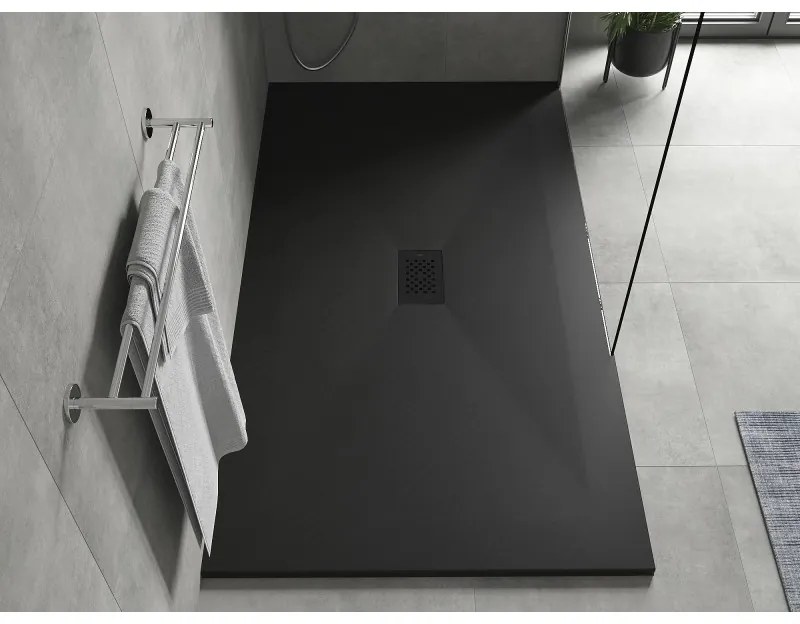 Mexen Hugo, obdĺžniková sprchová vanička SMC 200 x 100 cm, čierna, čierna krytka, 42701020-B
