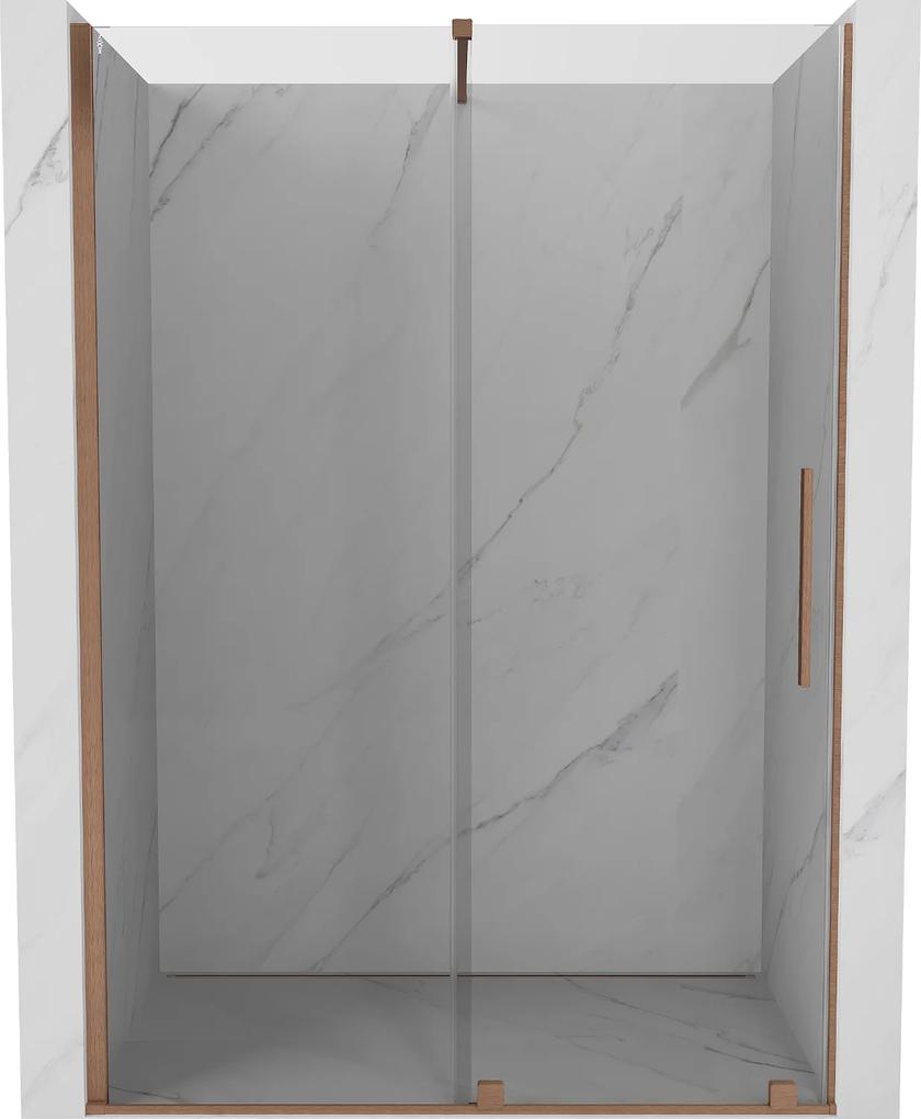 Mexen Velar, posuvné dvere do otvoru 150x200 cm, 8mm číre sklo, medená matná, 871-150-000-01-65