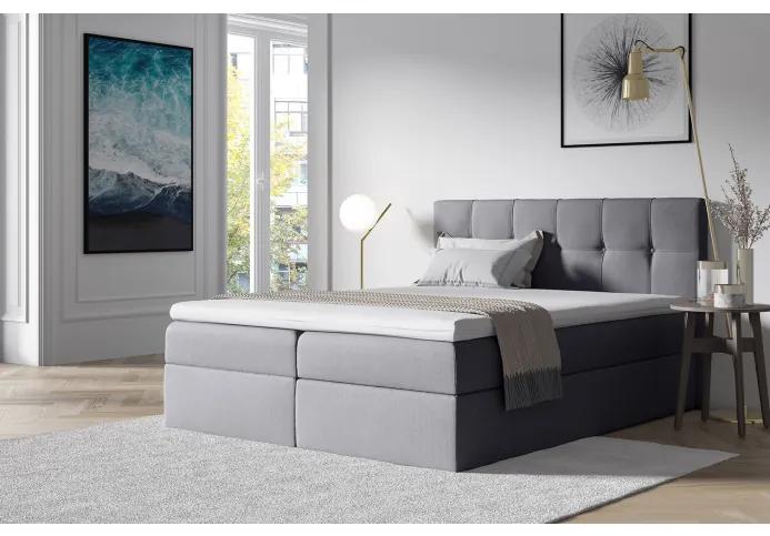 Čalúnená posteľ s úložným priestorom Recivio svetlo šedá 140 x 200 + TOPPER