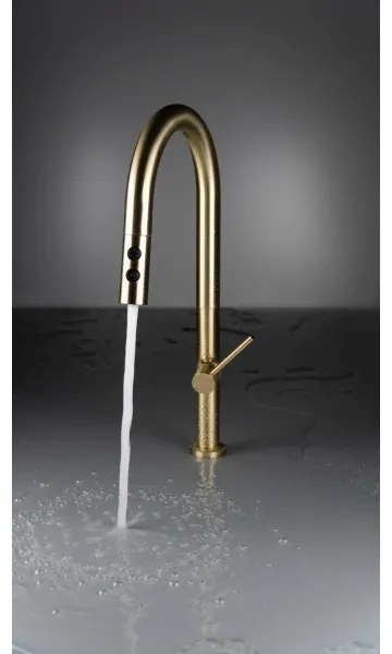 Deante BQO_R72M - Drezová batéria s vyťahovacou sprškou OLFATO kefovaná zlatá