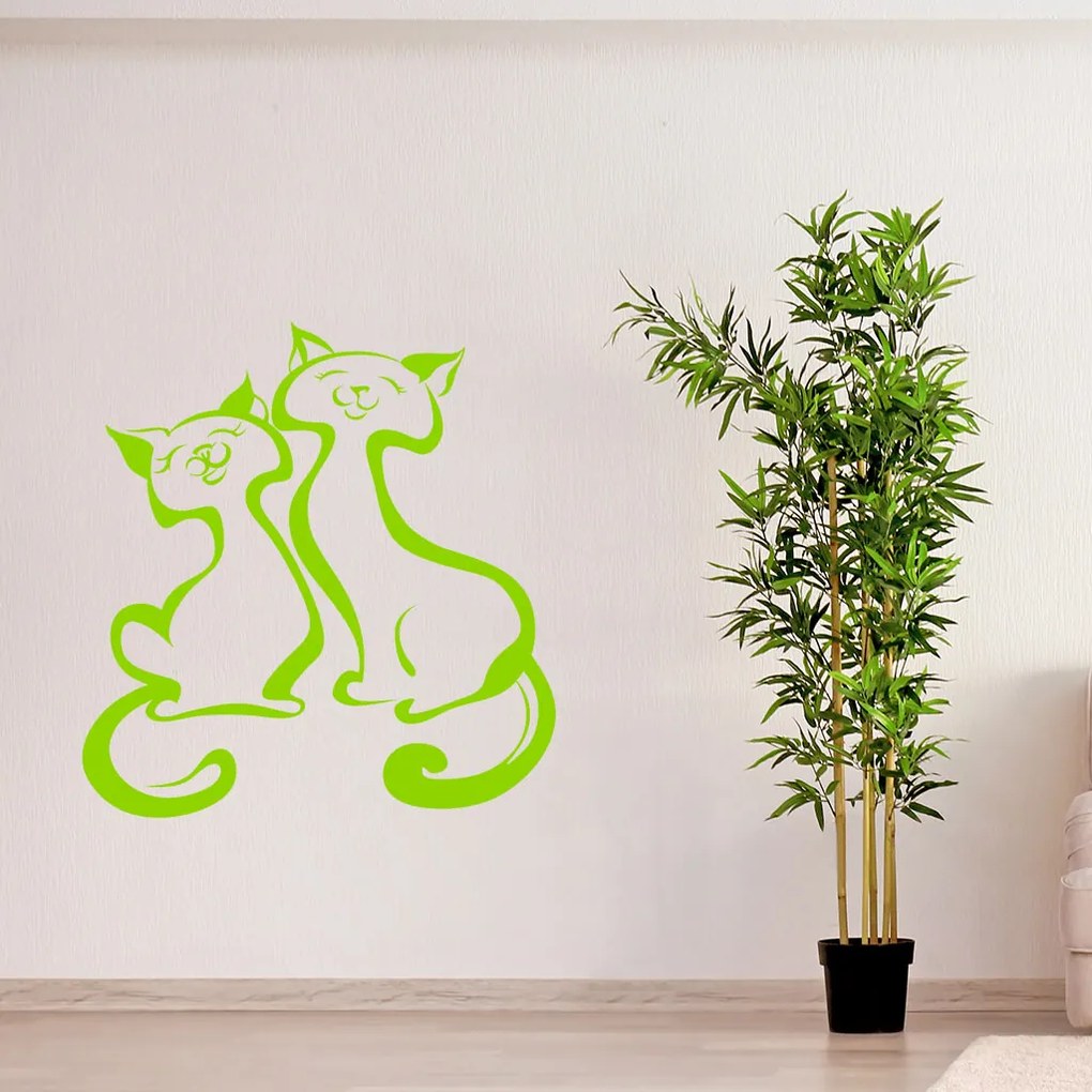 Veselá Stena Samolepka Mačací pár Farba: béžová, Veľkosť: 80 x 87 cm
