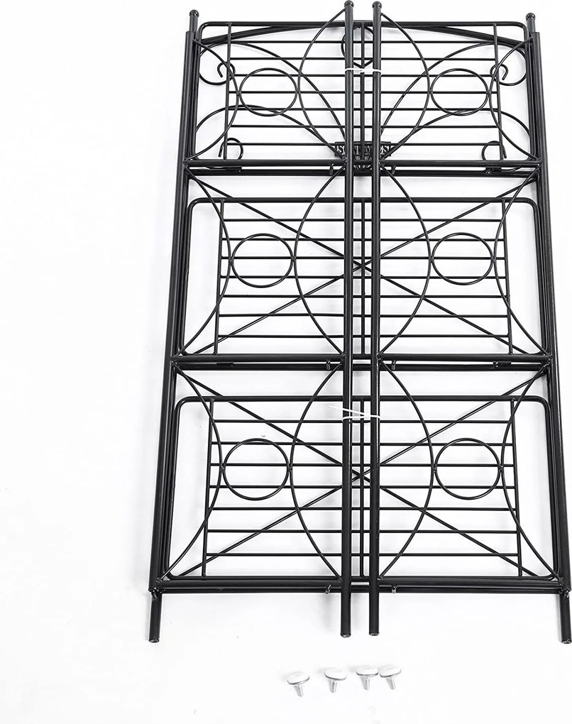 Záhradná polica z kovaného železa, s 3 úrovňami, čierna