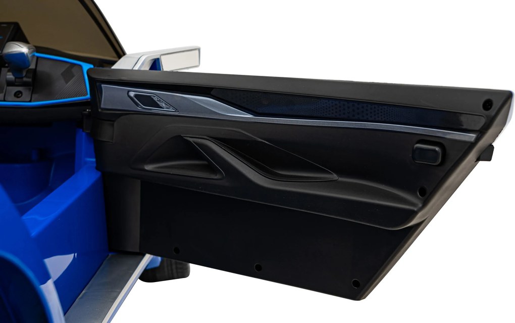 Ramiz Elektrické autíčko BMW i4 pre deti modré + diaľkové ovládanie + EVA + ekokoža + LED audio + pomalý štart