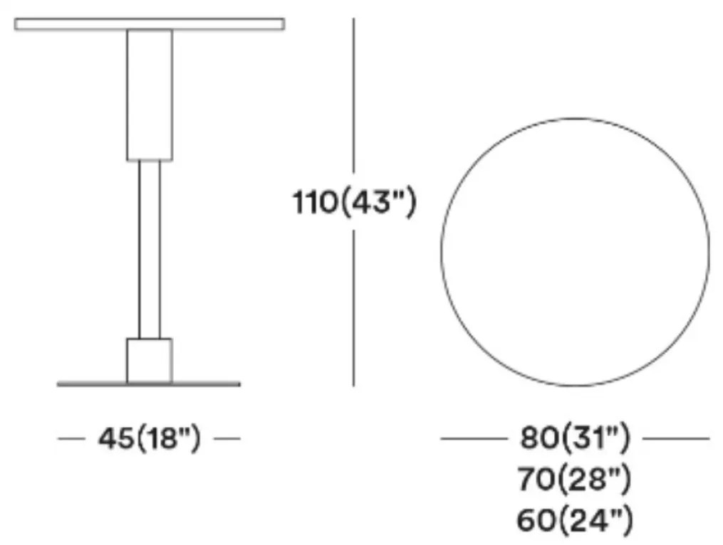 ORLANDO H110 DIZAJNOVÝ BAROVÝ STÔL Ø 70cm