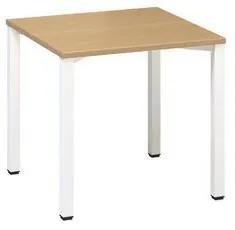 Konferenčný stôl Alfa 420 s bielym podnožím, 80 x 80 x 74,2 cm, rovné vyhotovenie, dezén buk