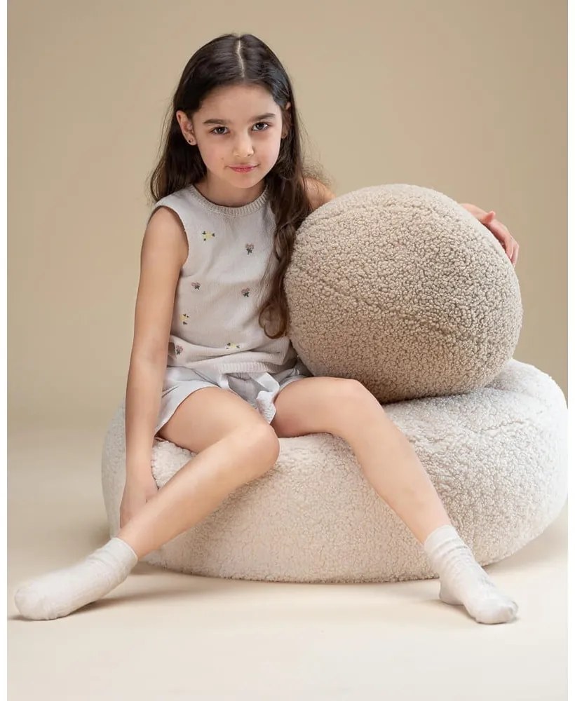 Krémový detský sedací vak z textílie buklé Round – Wigiwama