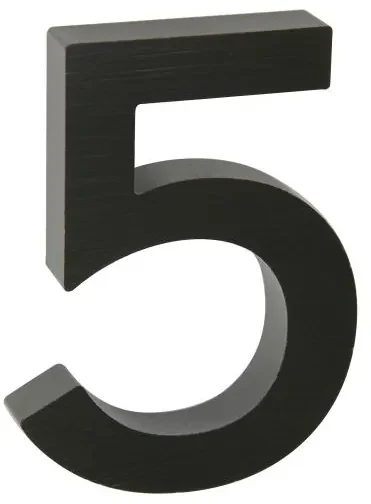 Domové číslo "5", RN.100LV, brúsené, čierna