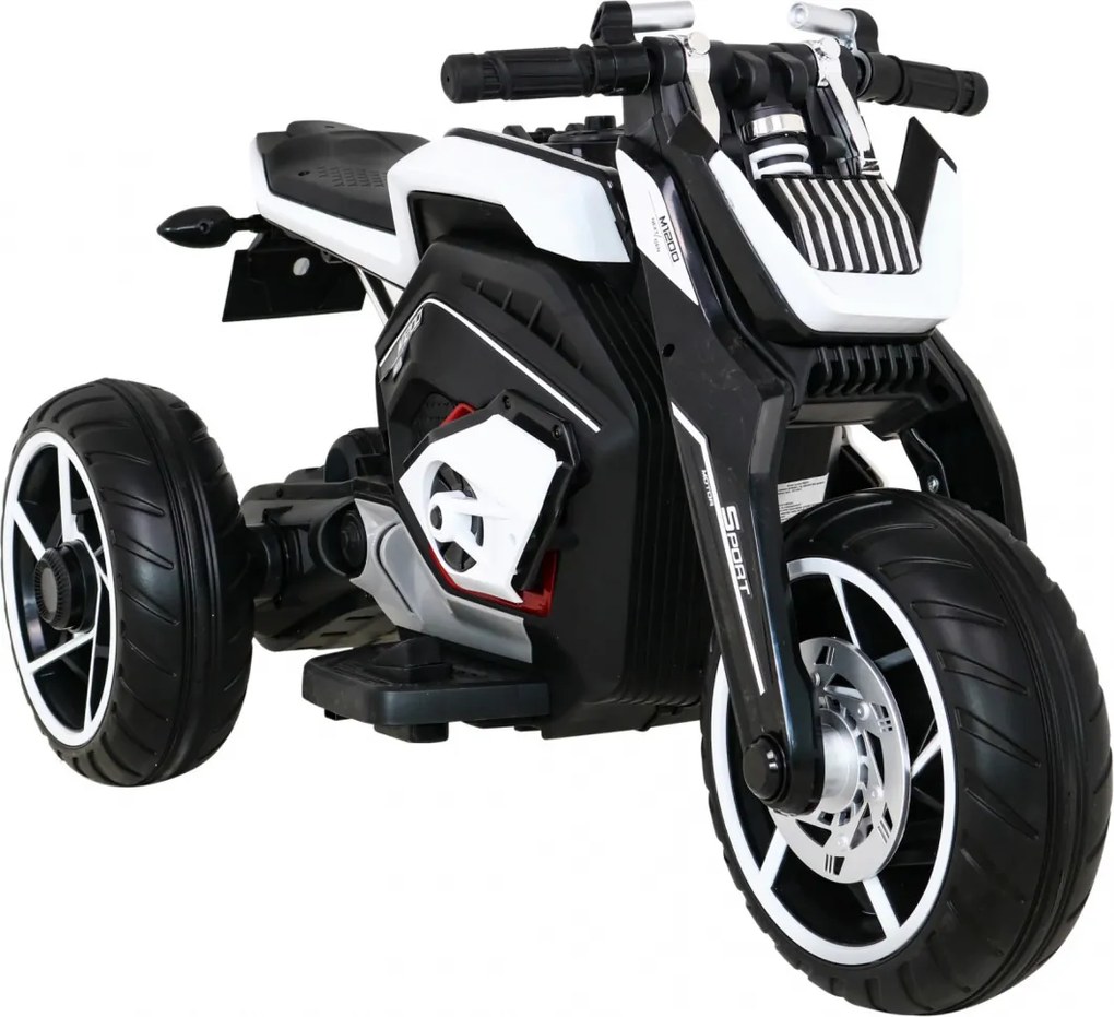 Ramiz Detský motocykel na batérie Future Biela + audio panel + pomalý štart + EVA kolesá
